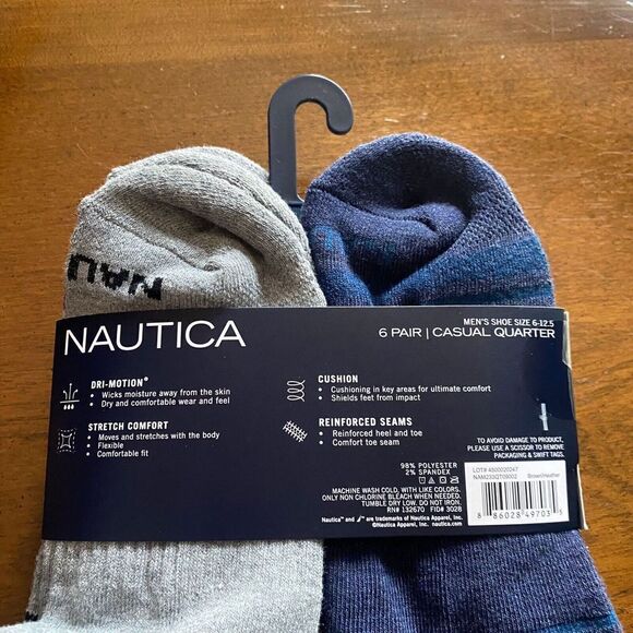 6 PAIR NAUTICA MENS LOW CUT ATHLETIC CUSHION SOCKS  shoe sizes 6 - 12.5 New - Picture 3 of 12